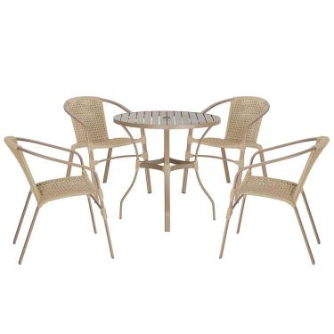 Imagem de 04 Cadeiras Floripa E Mesa Roma 100cm Fendi Trama Original Rami