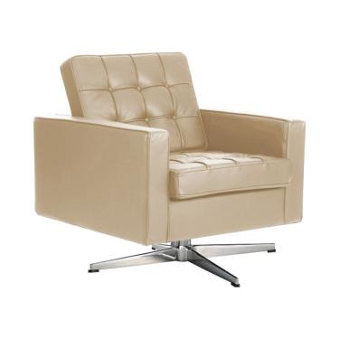 Imagem de Poltrona Fk Giratória Couro Sintético Bege Base Alumínio