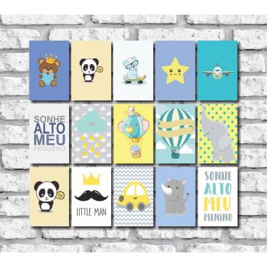 Imagem de Kit 15 Placas 20X30 Decorativas No Mdf Adesivada Baby Menino