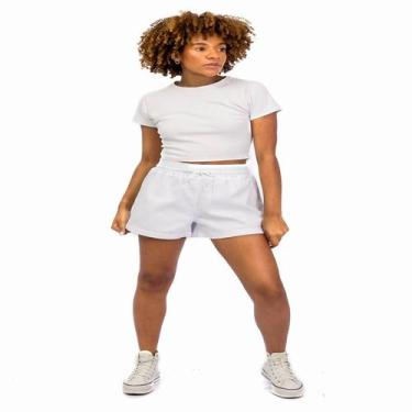 Imagem de Short feminino de sarja, barra dobrada, confortável e estilo casual ci