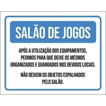 Imagem de Kit 3 Placas Salão De Jogos Regras Uso 27X35 - Sinalizo