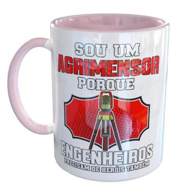 Imagem de Caneca Porcelana Agrimensura sou Agrimensor - Pense Canecas, Rosa Clar
