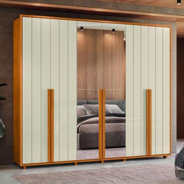 Imagem de Guarda Roupa Casal Grande 6 Portas 2 Espelhos 100% MDF Volpi 278cm Madetec