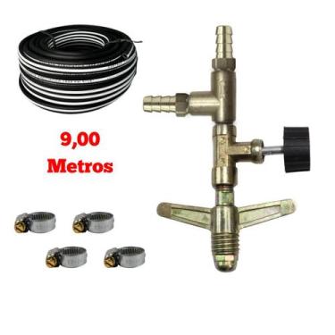 Imagem de Kit Mangueiras Alta Pressão 2m a 10m e Registro Dupla Saida Tamanho:9m