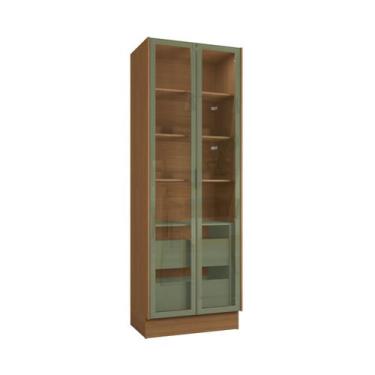 Imagem de Armário de Cozinha Cristaleira 2 Portas de Aluminio/Vidro, 2 Gavetas L