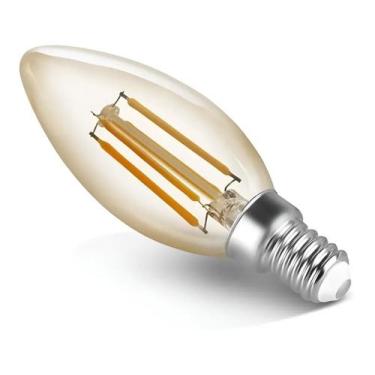 Imagem de Lâmpada Vela Lisa Filamento Led 2w E14 Branco Quente Ambar - CTB, Bivo