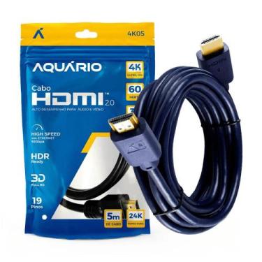 Imagem de Cabo Hdmi 2.0 Aquário 4k05 4k 3d 19 Pinos - 5 Metros - AQUARIO