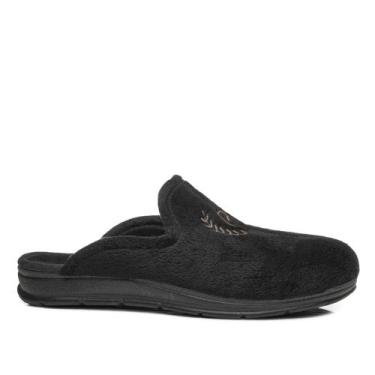 Imagem de Pantufa pegada unissex atoalhada em tecido preto 266012-04, 37