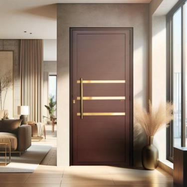 Imagem de Porta de Aluminio Lambril 210x80cm Frisada com Puxador Super Abertura 