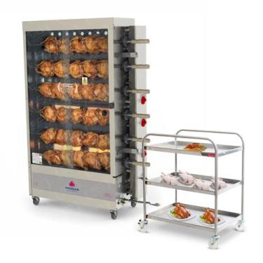 Imagem de Assador de Frango Gás 6 Espetos Infra Pr-631 Progás + Carrinho Inox Im