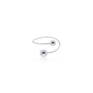 Imagem de Bracelete Esfera Dupla Lisa Banhado a Ródio Branco - Joia Elegante - V