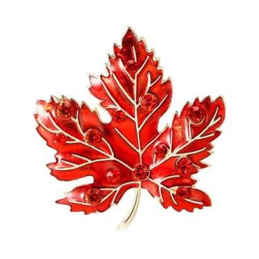 Imagem de Broche Elegante De Folha De Bordo Em Cristal Para Mulheres E Homens, J