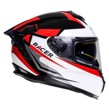 Imagem de Capacete Racer1 Rc2 Start Attitude Preto Branco Vermelho, M (57/58)
