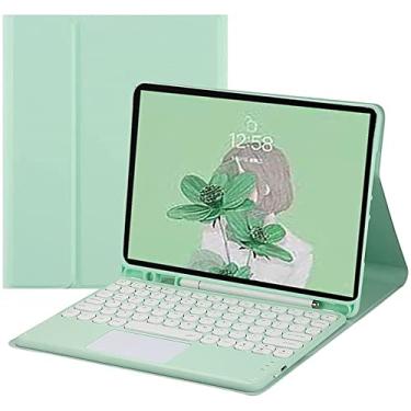 Imagem de Capa de teclado Galaxy Tab A8 10,5 polegadas 2022 com touchpad, capa inteligente de couro para teclado removível ultrafina para modelo A8 SM-X200 SM-X205, Menta verde