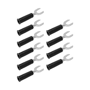 Imagem de Terminais de crimpagem elétrica tipo U, 4 mm/0,2 pol. Conectores de fio de forquilha de 4 mm/0,2 pol. 30 Vca-60 Vcc 8 mm/0,3 pol. para máquinas de solda para consoles de jogos Preto