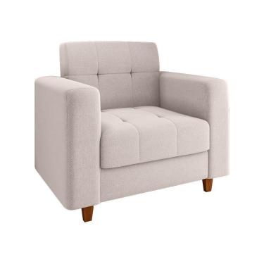 Imagem de Poltrona Arezzo Linho Areia A27 Pés Chanfrado Castanho