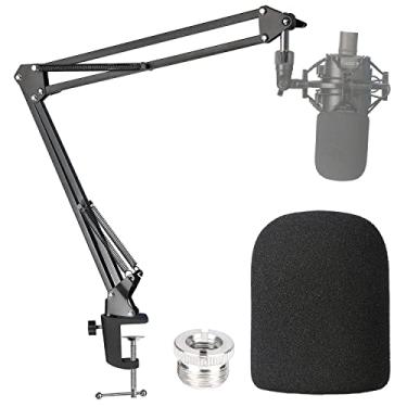 Imagem de Braçadeira para microfone Audio-Technica AT2020 com espuma de para-brisa, suporte de braço de tesoura com tampa de filtro pop para microfone Audio-Technica AT2020 da SUNMON