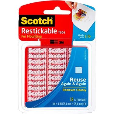 Imagem de Abas retr teis Scotch, 2,54 cm x 2,54 cm, transparente, 18 abas (R100) pacote com 2