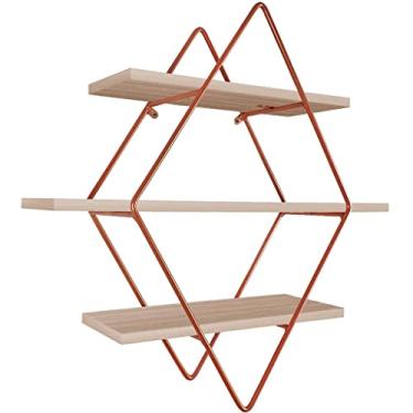 Imagem de Prateleira Tripla Estante Decorativa Livros Quarto Sala Losan Aço MDF - Cobre Jade
