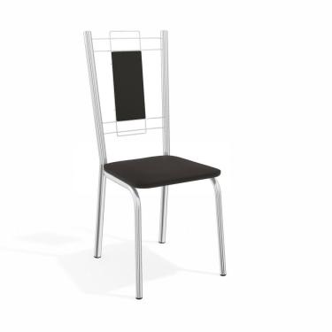 Imagem de Cadeira Florença Kappesberg Sala de Jantar Cozinha Escritório Metal Cromado Forro Preto 2 Un