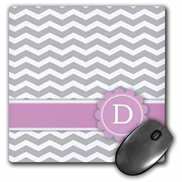 Imagem de 3dRose Mouse pad LLC 20 x 20 x 0,63 cm, letra D monograma em cinza e branco Chevron com rosa - Ziguezagues cinza - Ziguezagues com inicial pessoal (mp_154249_1)
