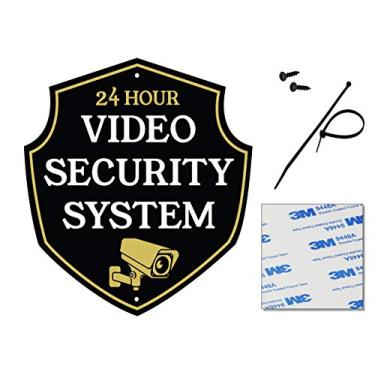 Imagem de Sistema de Câmera de Segurança 24 horas em Operação | Design Clássico Profissional | Placa de Vigilância de Propriedade Doméstica de Alumínio Dibond Resistente Sinais de Vigilância de Vídeo Placa de Parede "Reflexiva" |