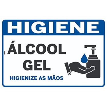 Imagem de Placa de Sinalização Aviso Higiene Use Álcool em Gel Horizontal 20X30CM