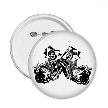 Imagem de Black Motorcycle Rider Padrão de Motocicleta Pinos Redondos Emblema Decoração de Roupas 5 peças Presente