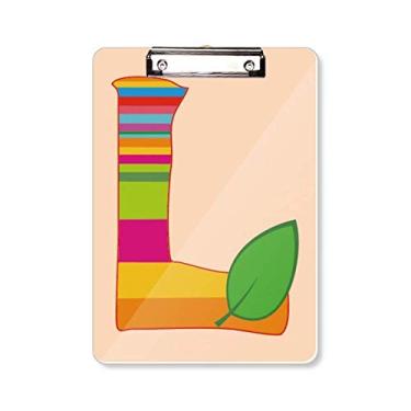 Imagem de L alfabeto laranja fruta fofa sobre padrão prancheta pasta bloco de escrita placa de suporte A4