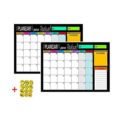 Imagem de Kit 2 Painéis / quadros e Agenda Planejador Mensal 40X60 + 12 Emojis