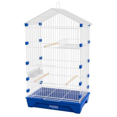 Imagem de Gaiola Periquito Malha Fina Pássaros - Branco Azul