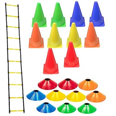 Imagem de Escada + 10 Pratos + 10 Cones P/Treinamento Funcional