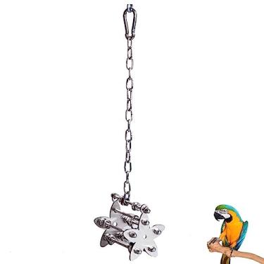 Imagem de Barn Eleven Brinquedo de aço inoxidável para gaiola de pássaro, gaiola de pássaro, pendurada, mordida, pingente de exibição para papagaio, arara, cinza africano, cacatua, periquito, calopsitas conure