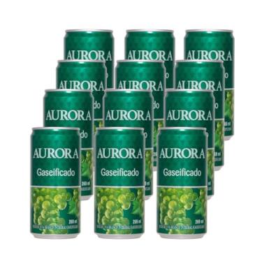 Imagem de Kit 12 Suco De Uva Branco Gaseificado 100% Suco Aurora 269 Ml Lata Refrigerante Natural e Saudável