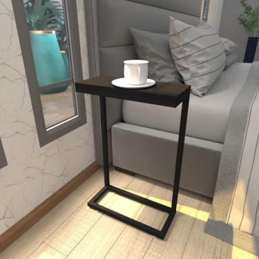 Imagem de Mesa De Cabeceira Industrial Preta Mdf Canto Quarto Mesas De Cabeceira Mesinha Cabeçeira Cabiceira