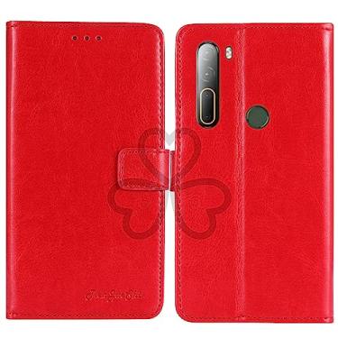 Imagem de TienJueShi Capa protetora de couro flip retrô com suporte vermelho para celular TPU silicone para HTC U23 Pro 6,8 polegadas capa de gel carteira Etui