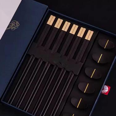 Imagem de Pauzinhos reutilizáveis, pauzinhos reutilizáveis, pauzinhos pauzinhos de sabre de luz descartáveis ​​6 pares de pauzinhos domésticos estilo chinês, pauzinhos antiderrapantes conjunto de caix