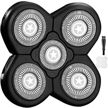 Imagem de Cabeças de substituição masculinas universais para barbeador elétrico 5 lâminas (série 5 estrelas) para barbeador de cabeça Cabeças de substituição universais molhadas e secas (5 lâminas, preta)