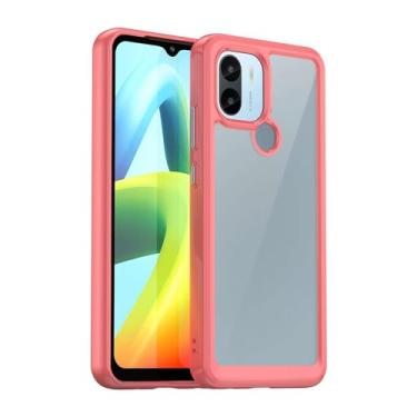 Imagem de Capa e capa para Xiaomi Redmi A2 Plus, botão de pressão flexível, capa transparente, anti-impressões digitais. Proteção total de 360° - vermelho