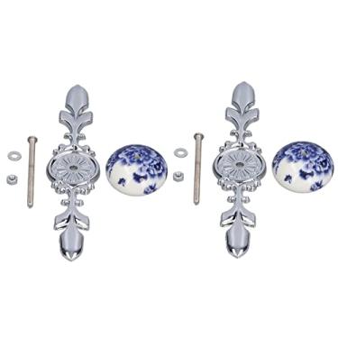 Imagem de 2 Peças de Alça de Armário de Cerâmica Estilo Moderno Puxadores de Gaveta Pintados à Mão, Decoração de Casa Elegante, Liga de Zinco Forte (Porcelana Peônia Azul e Branca 1060D -