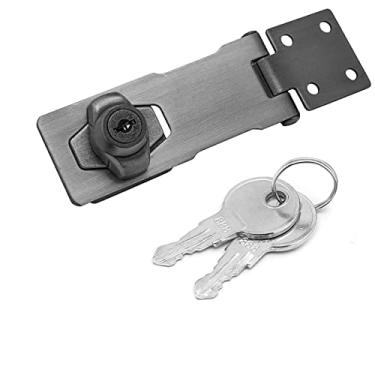 Imagem de Fechaduras de ferrolho com chave de 10 cm, fecho de trava com chave semelhante, trava de segurança para armários, gavetas, caixas de ferramentas, porta diferente, pacote com 1 (preto)