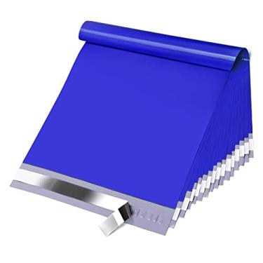 Imagem de Fuxury /Fu Global 25,4 x 33,0 cm, 100 peças de sacos de poliéster para vestuário/capuz/camisa/jaqueta, envelopes de plástico para pequenas empresas, sacola de transporte autoselante a granel - azul