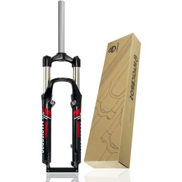 Imagem de Garfo de suspensão MTB de 26 polegadas para viagem de 100 mm Garfos dianteiros para mountain bike 1-1/8 "Tubo reto Disco de controle manual Freio V QR 9 mm Garfo de bicicleta, preto vermelho