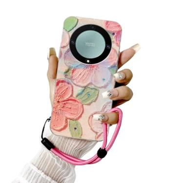 Imagem de shengyue Capa de telefone para Honor X9A/X40/Magic 5 Lite RMO-NX1 - Capa protetora com padrão floral de jardim com design elegante de flores (flor de pêssego)