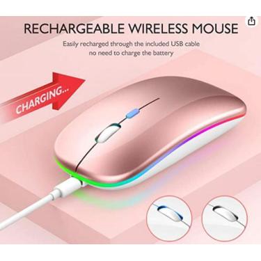 Imagem de Mouse Sem Fio Bluetooth Usb Recarregável Led Rgb - weibo, Rosa