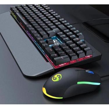 Imagem de Kit Teclado E Mouse Mecânico Gamer Abnt2 Iluminação Led Rgb Switch Blu