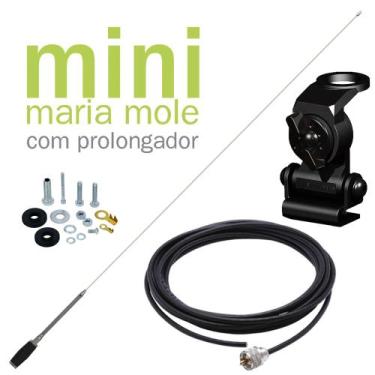 Imagem de Antena Móvel Px Mini Maria Mole Inox 1,40m Alongador 15cm Suporte Port