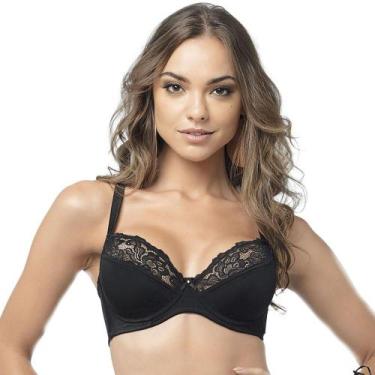 Imagem de Sutiã Microfibra Com Renda DeMillus 64086, Preto, 44