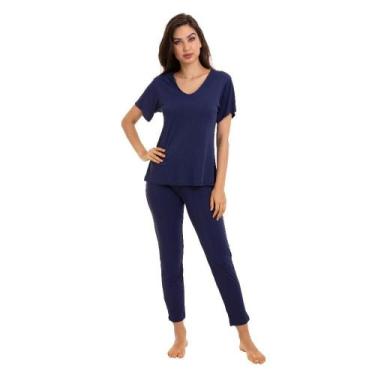 Imagem de Pijama Longo Marinho Sepie 1052 Liganete, G, Marinho