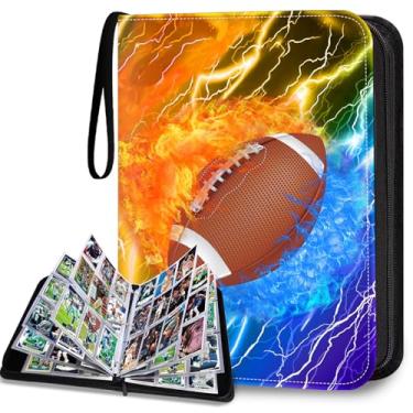 Imagem de HESTECH Fichário de 9 bolsos para cartões de futebol com 50 capas removíveis, organizador de armazenamento para exibição de álbuns de cartões comerciais colecionáveis, compatível com 900 cartões